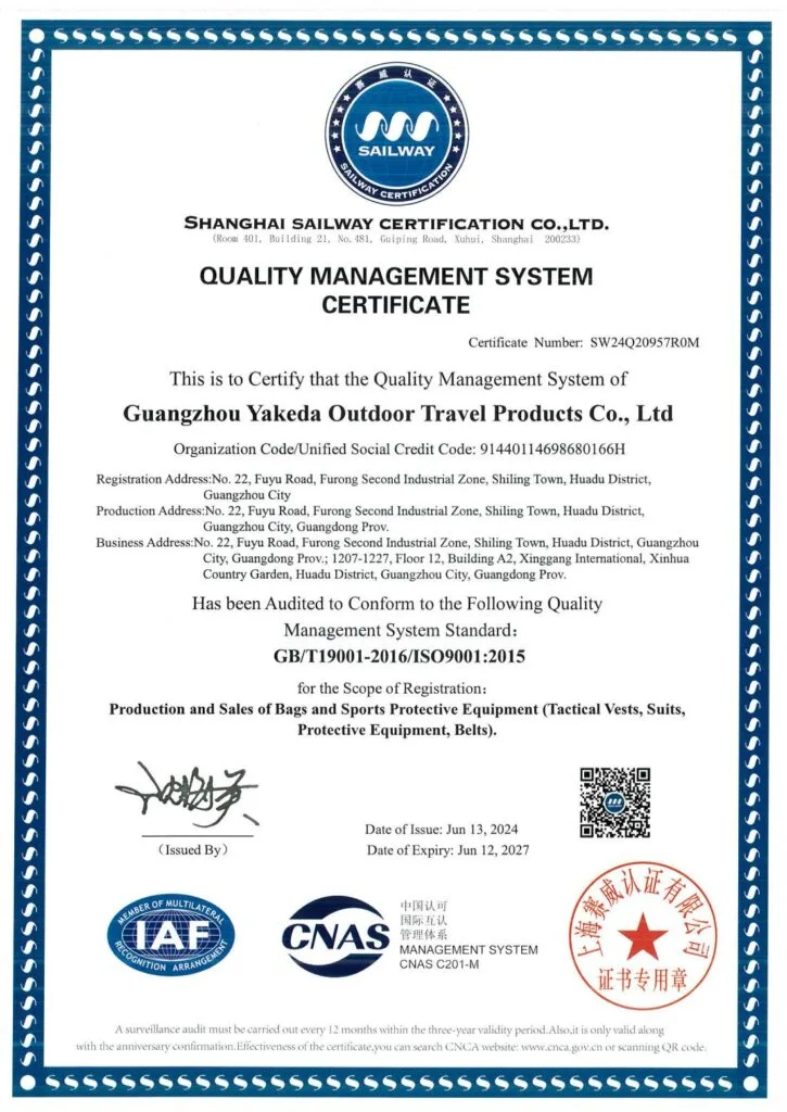 yakeda QUALITY MANAGEMENT SYSTEMCERTIFICATE
