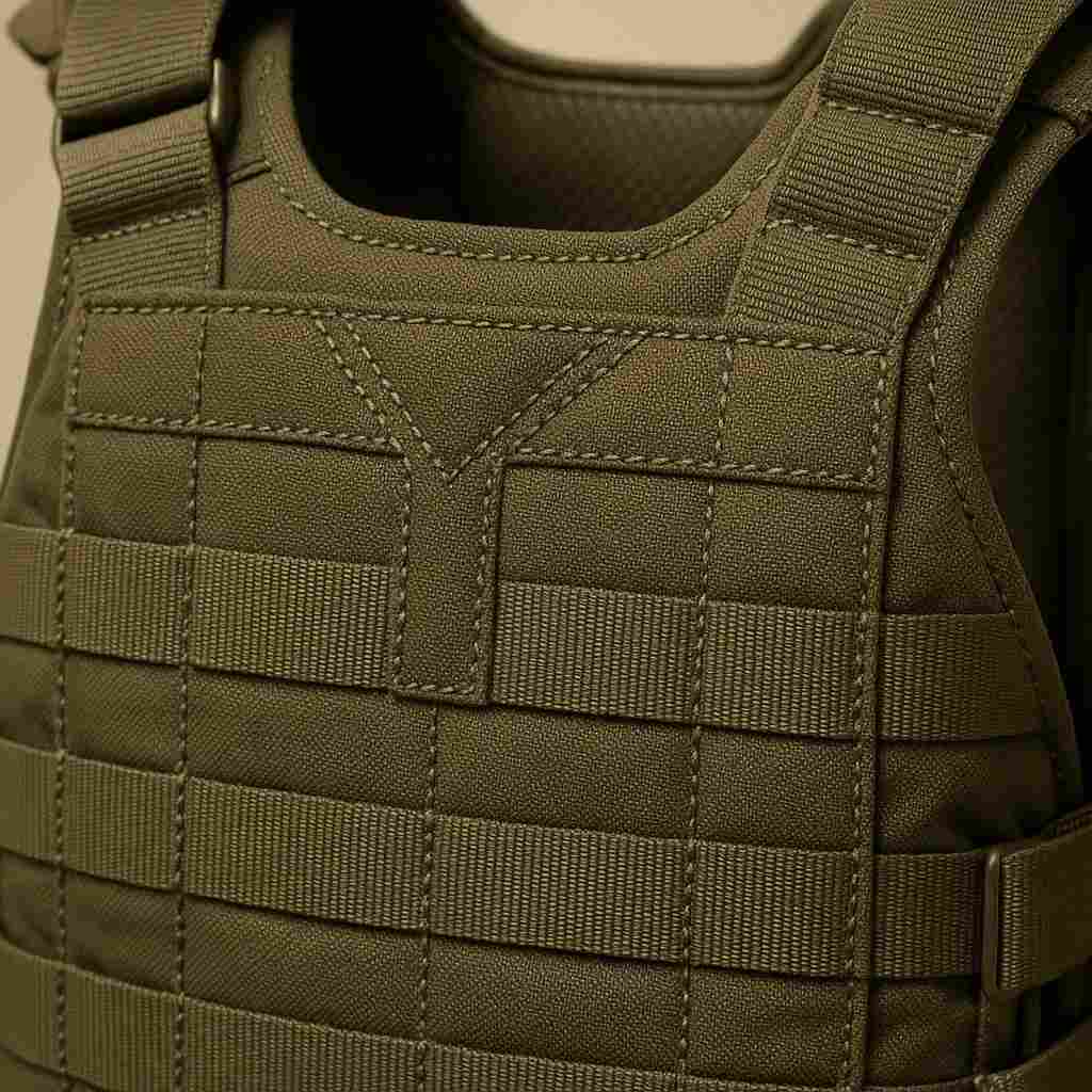 combat-grade seam,MOLLE close-up,tactical fabric strength