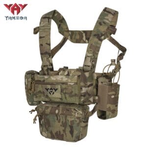 Front utility pouch for tactical chest rig with field equipment storage