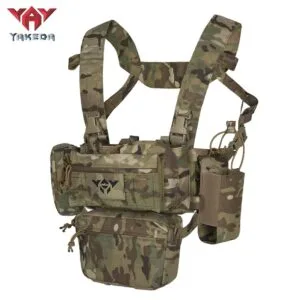 Front utility pouch for tactical chest rig with field equipment storage