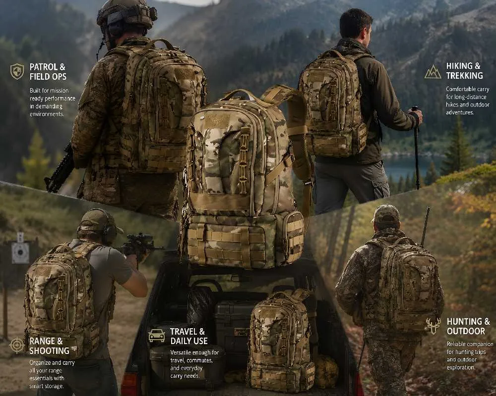 KF-007 tactical assault pack for patrol hiking shooting travel and hunting