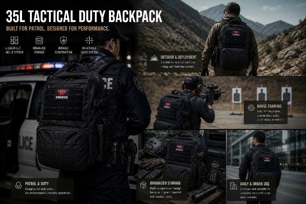 35L tactical duty backpack application scenarios for patrol, range training, and urban tactical use