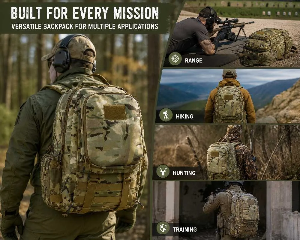 30L tactical outdoor backpack use case range hiking hunting training