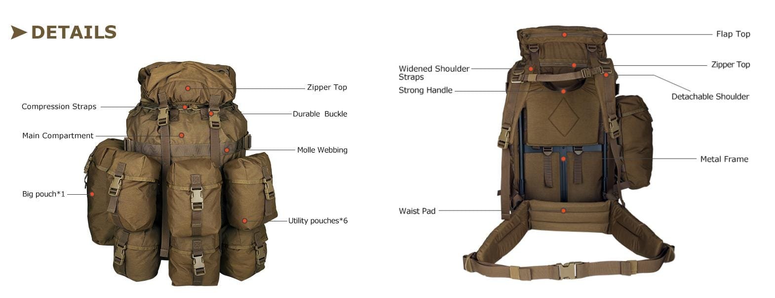alice pack military rucksack 70l tactical load bearing backpack