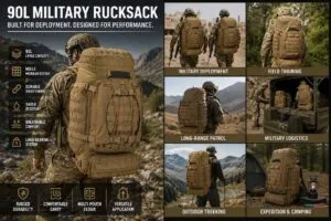 90L military rucksack use case reference for infantry deployment, field training, long-range patrol, military logistics, and extended field missions