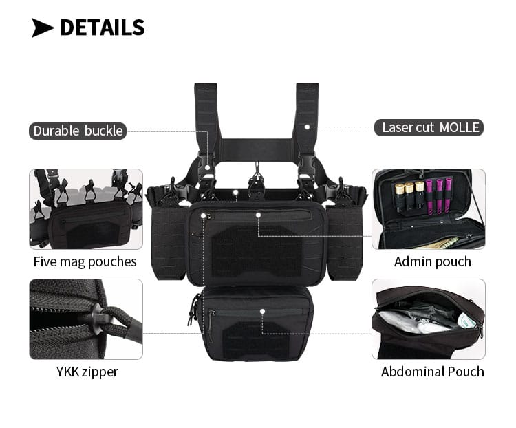 low profile tactical chest rig vest for shooting and rapid deployment