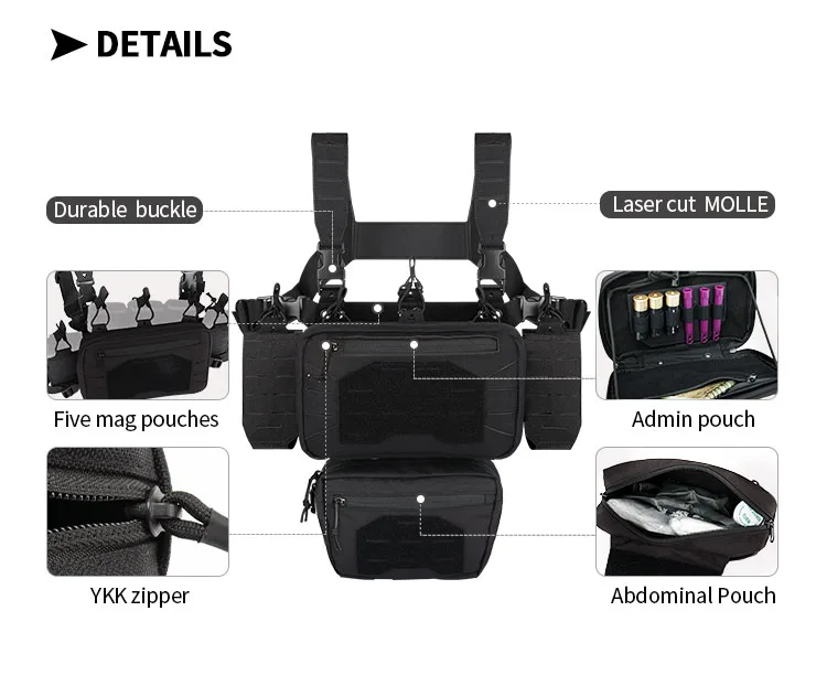 low profile tactical chest rig vest for shooting and rapid deployment