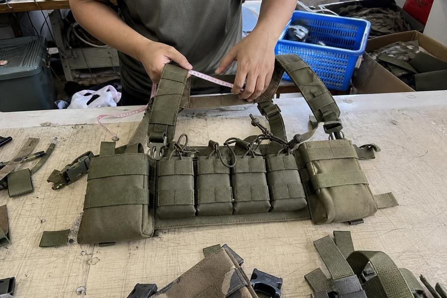 chest rig shoulder straps measured during sample development